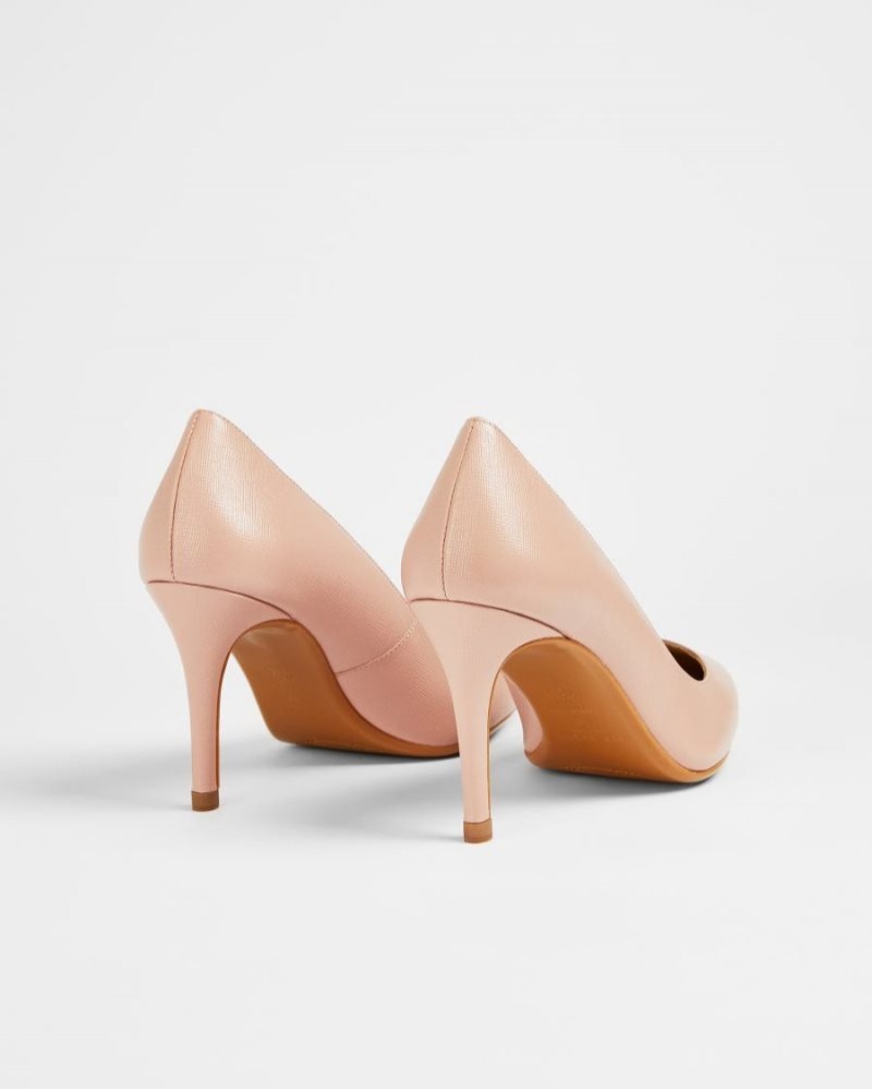 Dusky Pink Ted Baker Alysse Leather Court Shoes Heels | INACXYR-29