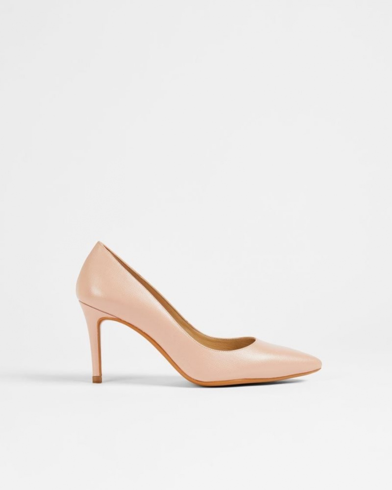 Dusky Pink Ted Baker Alysse Leather Court Shoes Heels | INACXYR-29