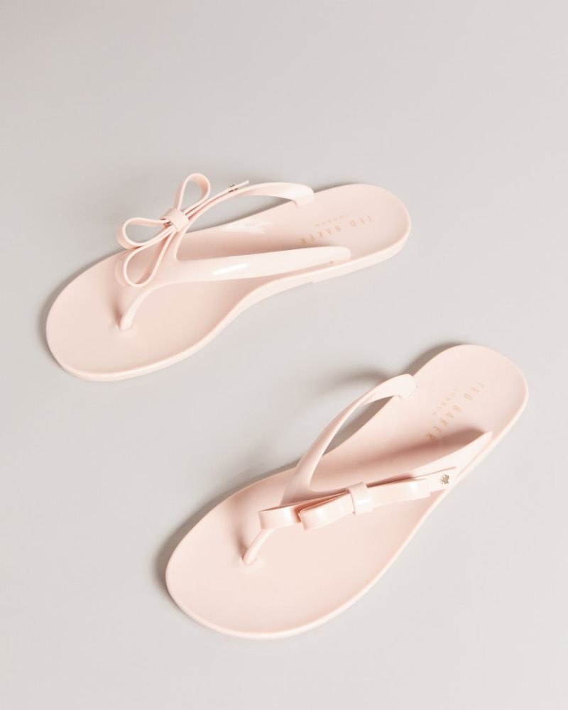 Dusky Pink Ted Baker Jassey Bow Flip Flops Swimwear & Beachwear | KPOCEZW-17