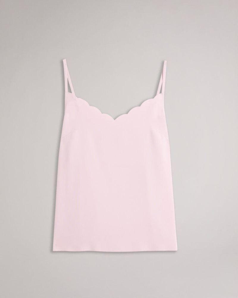 Dusky Pink Ted Baker Siina Scallop Neckline Cami Top T-Shirts & Vests | ACIBFZV-90