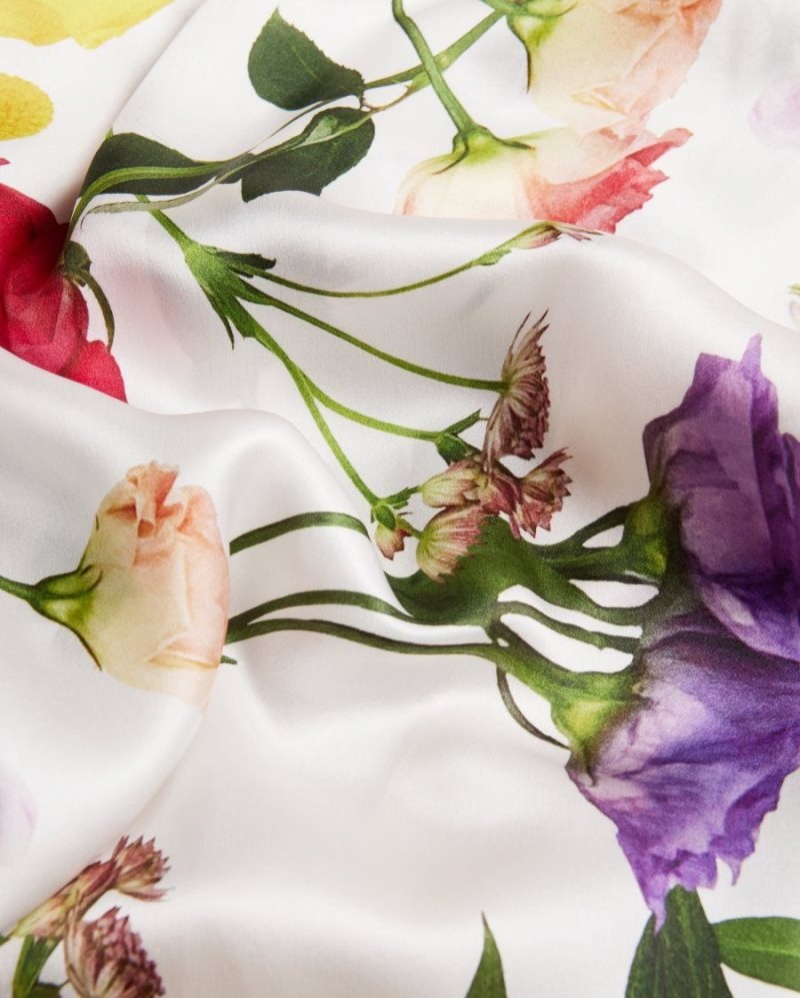 Ecru Ted Baker Bettyye Floral Printed Long Scarf Scarves | WITCBKZ-48