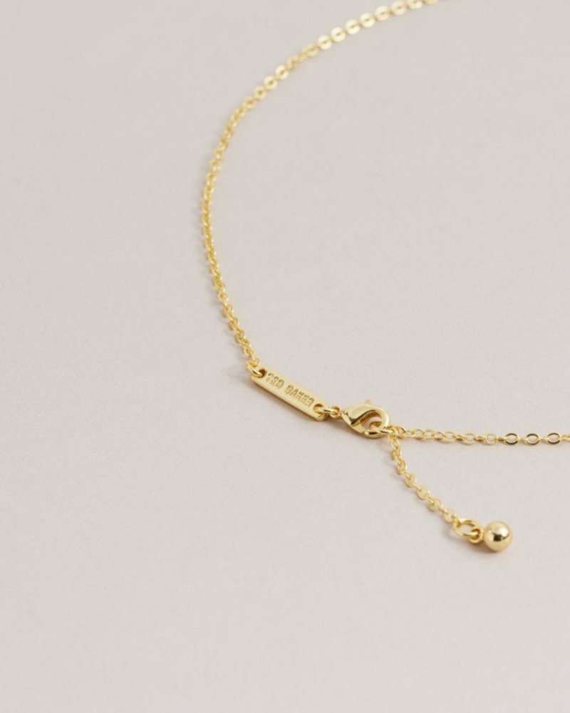 Gold Colour Ted Baker Luban Love Bug Pendant Necklace Jewellery | GWUVJRD-58