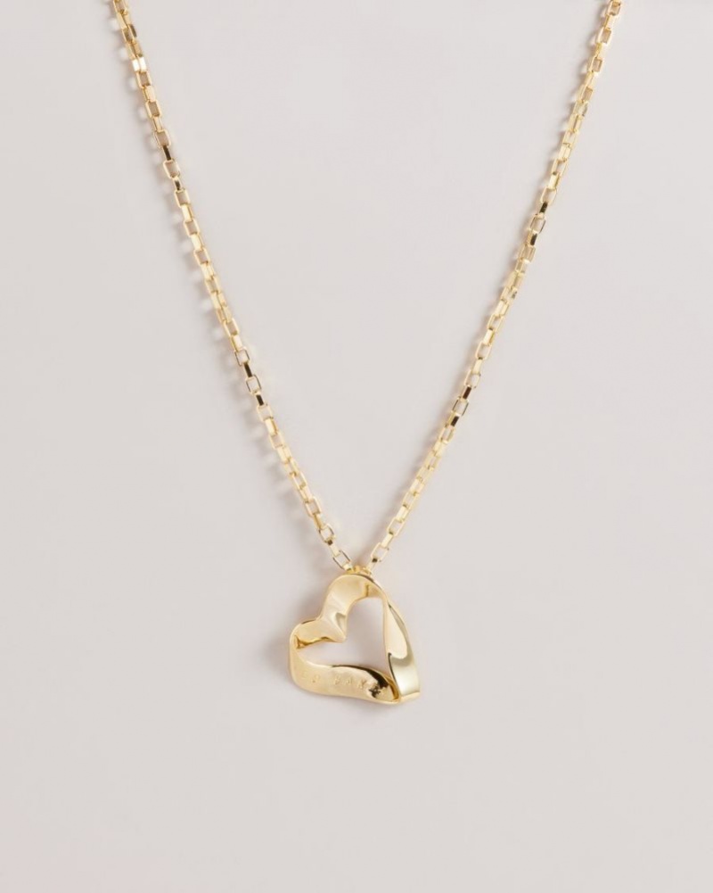 Gold Colour Ted Baker Mareka Infinity Heart Pendant Necklace Jewellery | VLIFXRN-92