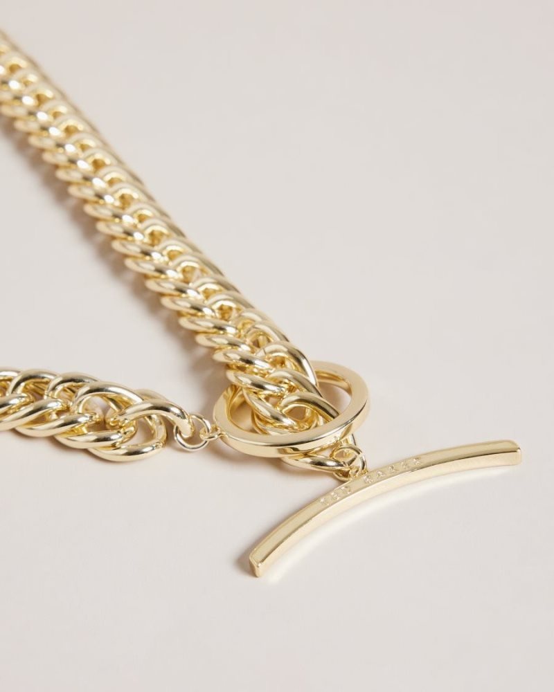 Gold Colour Ted Baker Parsah Statement Chain Necklace Jewellery | RDPQGIA-68