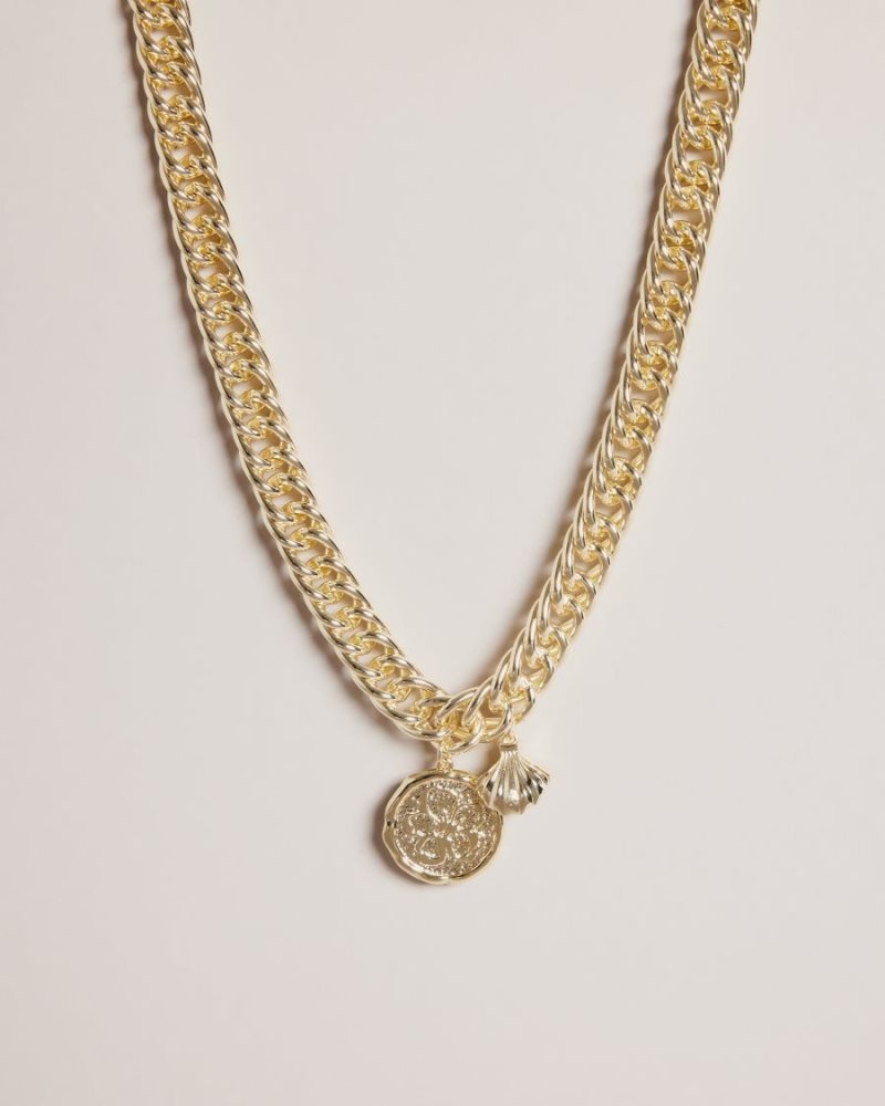 Gold Colour Ted Baker Parsah Statement Chain Necklace Jewellery | RDPQGIA-68