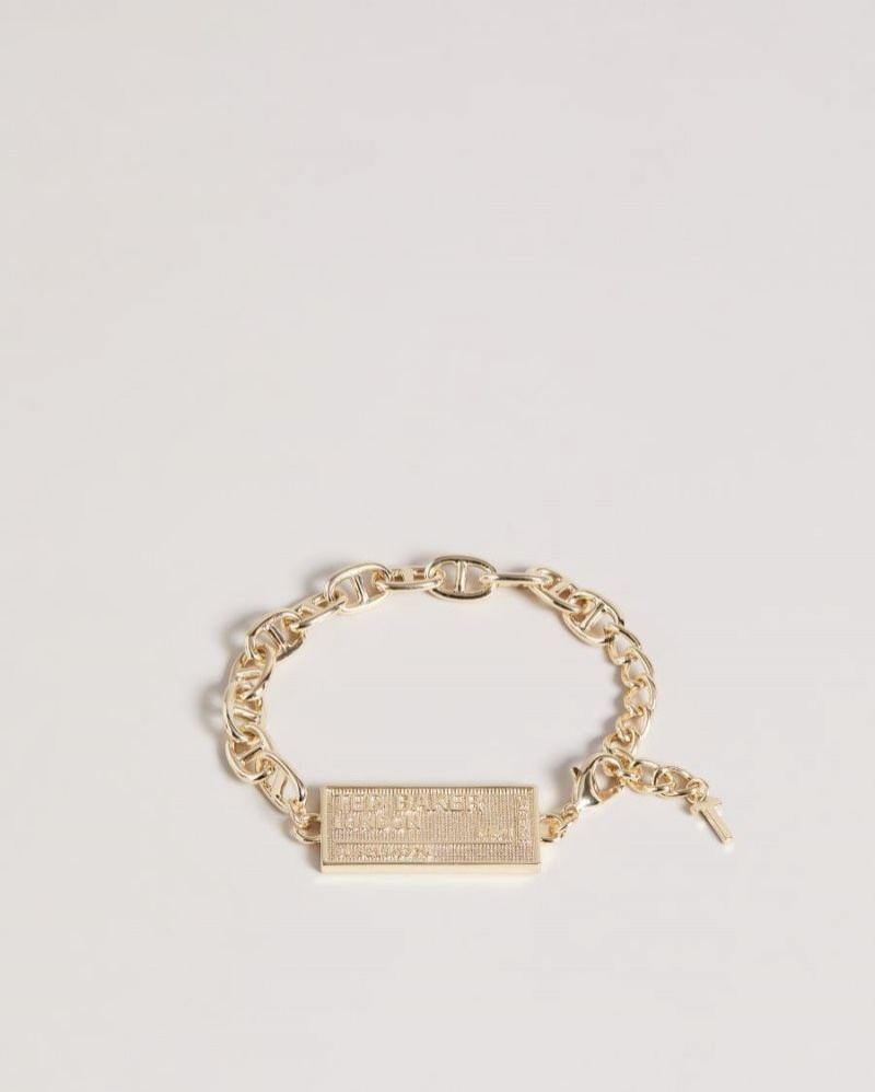 Gold Colour Ted Baker Persha Postcode Bracelet Jewellery | WPEFXGB-94