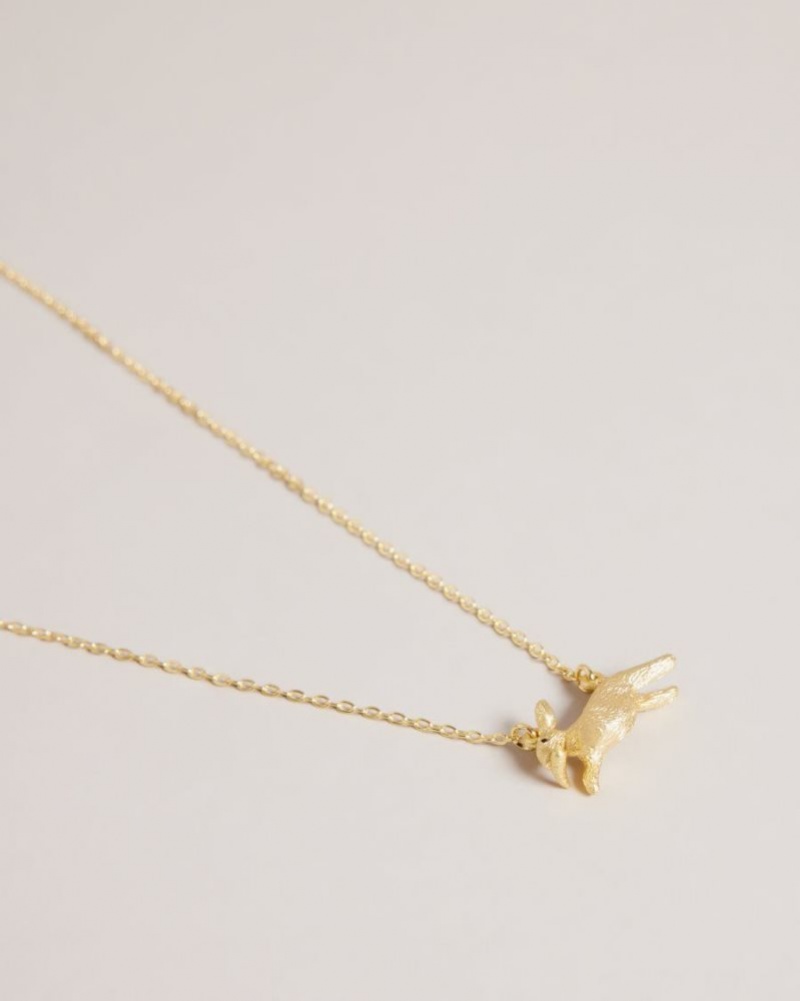 Gold Colour Ted Baker Rabsa Rabbit Pendant Necklace Jewellery | JDPABGF-71