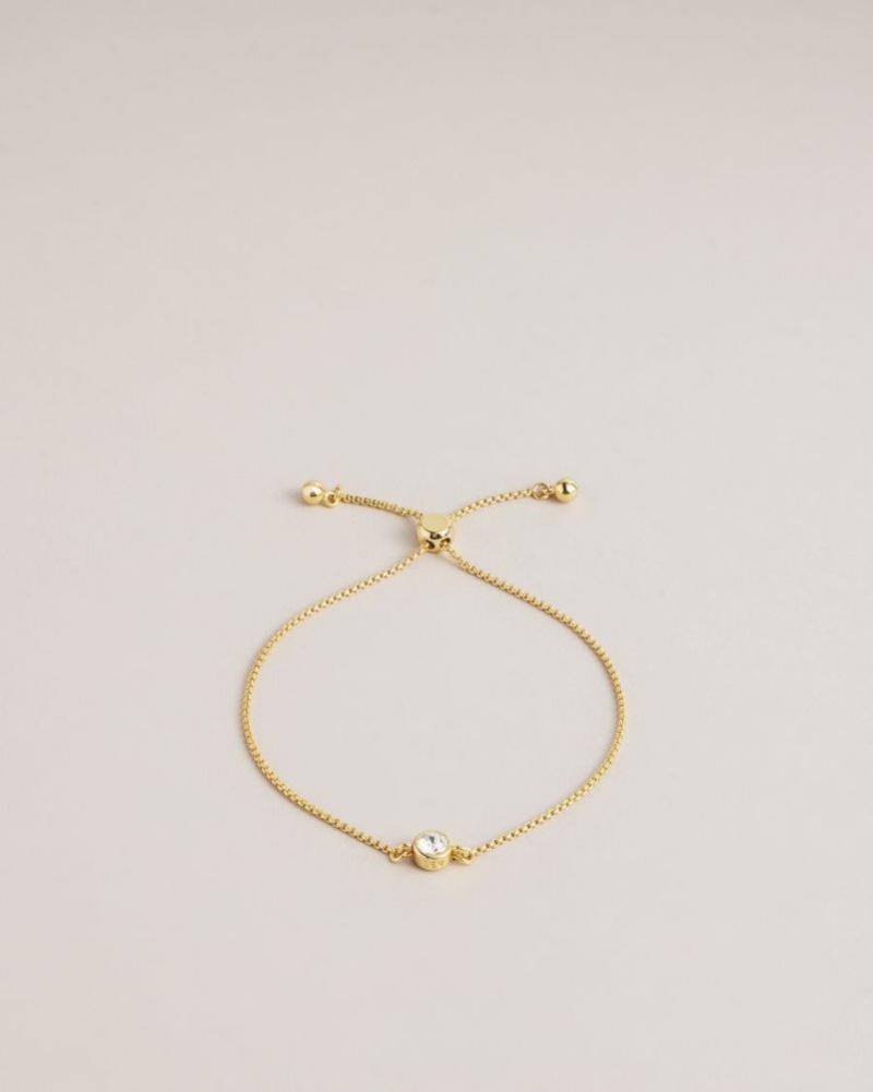 Gold Colour Ted Baker Sarsaa Crystal Charm Bracelet Jewellery | ACVZEFB-30