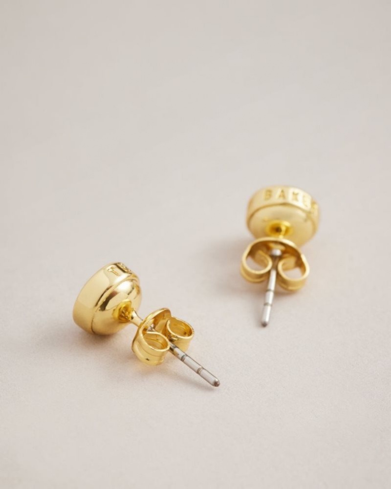 Gold Colour Ted Baker Sinaa Round Stud Earrings Jewellery | ONWUBSX-96