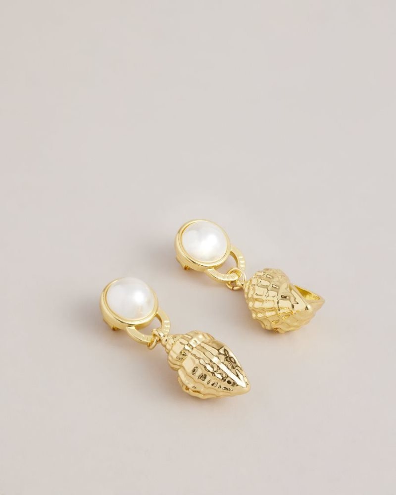 Gold Colour Ted Baker Solele Spiral Shell Drop Earrings Jewellery | JAUSOPQ-45