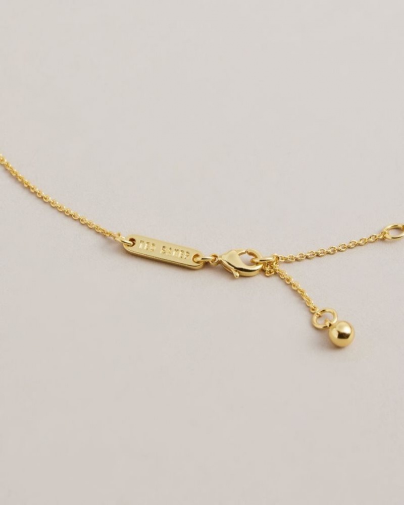 Gold Colour Ted Baker Sorayaa Crystal Shell Pendant Necklace Jewellery | FRYODTW-06