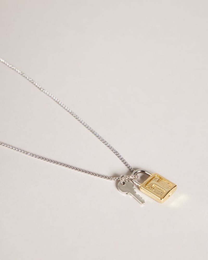 Gold Colour Ted Baker Tedla Tedlock Pendant Necklace Jewellery | SHLVPQG-04