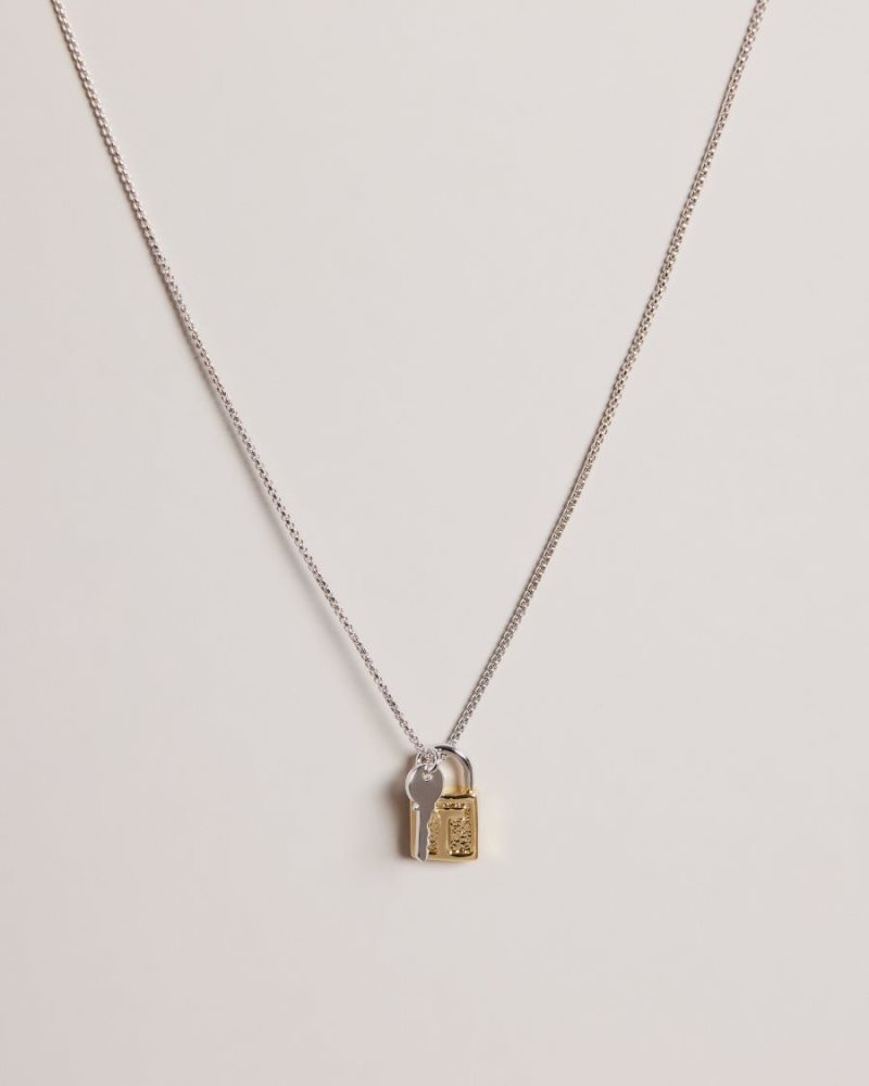 Gold Colour Ted Baker Tedla Tedlock Pendant Necklace Jewellery | SHLVPQG-04