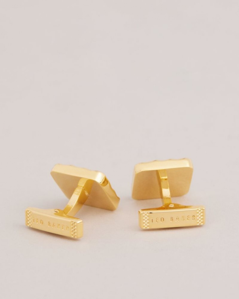 Gold Ted Baker Hammrd Hammered Cufflinks Cufflinks | WVAEDLU-54