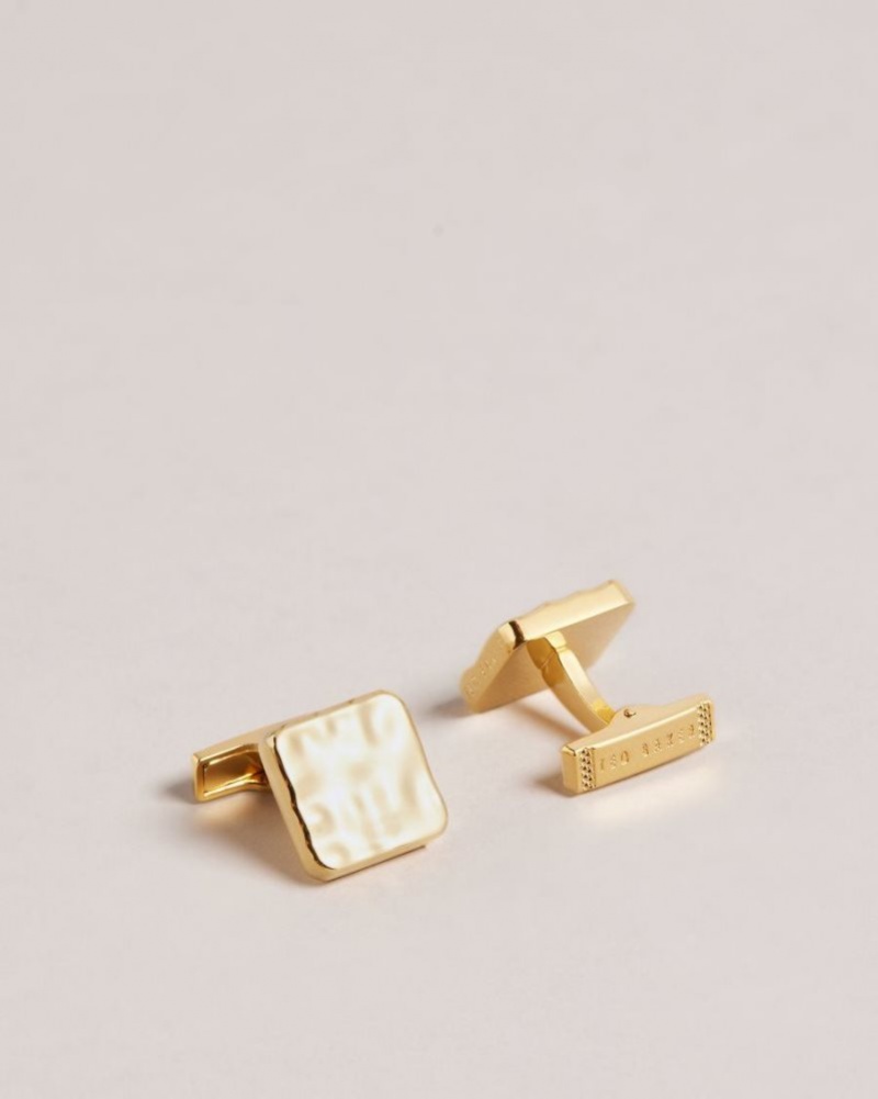 Gold Ted Baker Hammrd Hammered Cufflinks Cufflinks | WVAEDLU-54