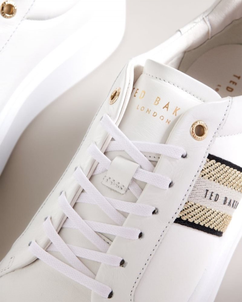 Gold Ted Baker Lornie Platform Webbing Trainers Trainers | WHDVRNL-16