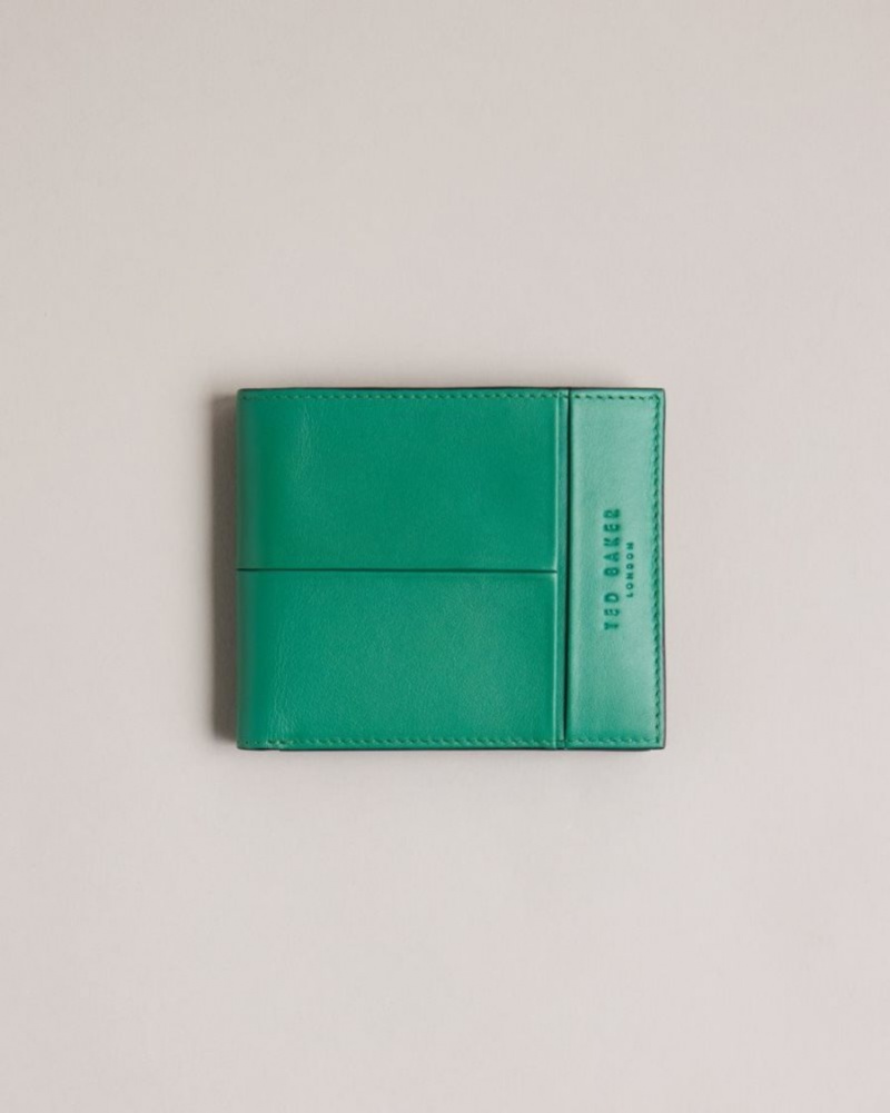 Green Ted Baker Breaker Leather Bifold Wallet Wallets & Cardholders | NFBIOAV-36