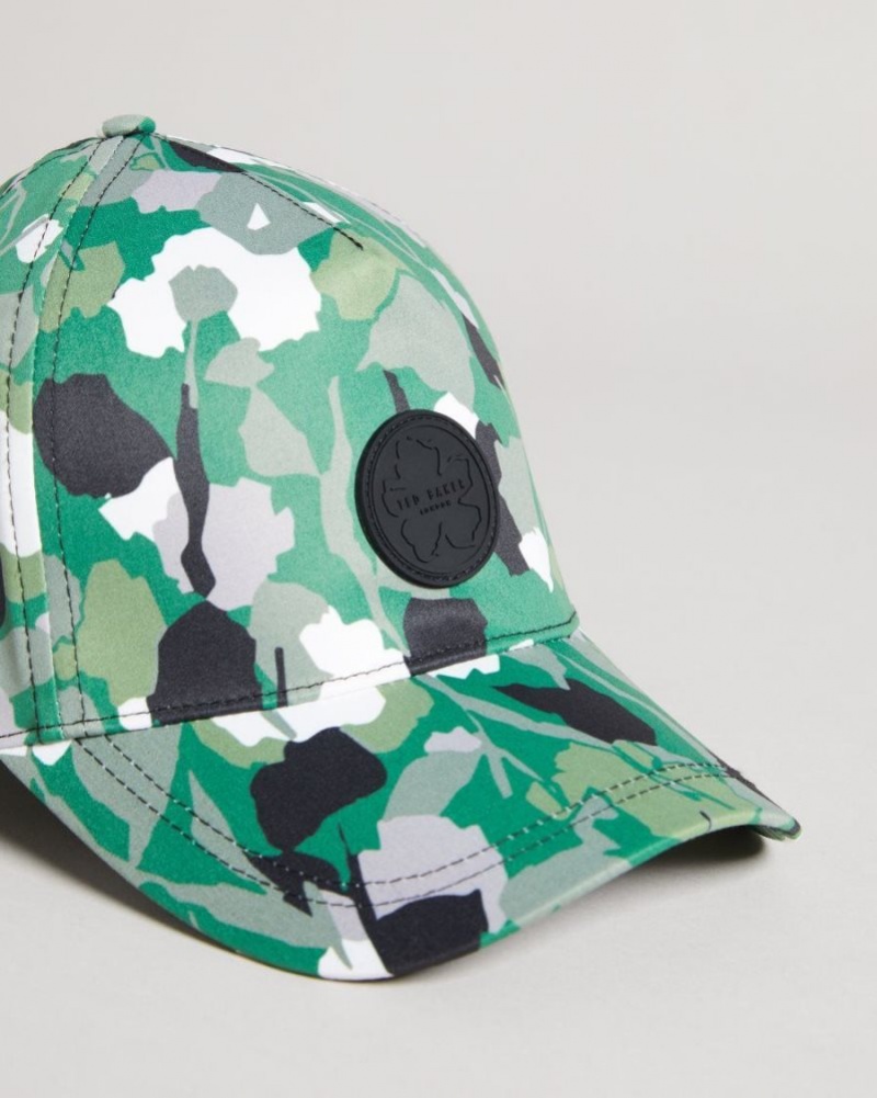 Green Ted Baker Creig Camo Printed Nylon Baseball Cap Hats & Caps | FBPWGTI-08