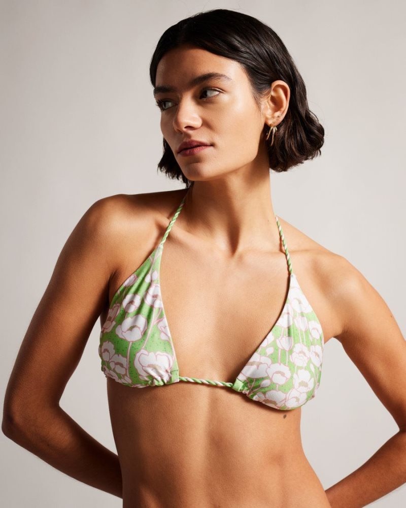 Green Ted Baker Raela Reversible Poppy Print Bikini Top Swimwear & Beachwear | GKUMRHZ-50