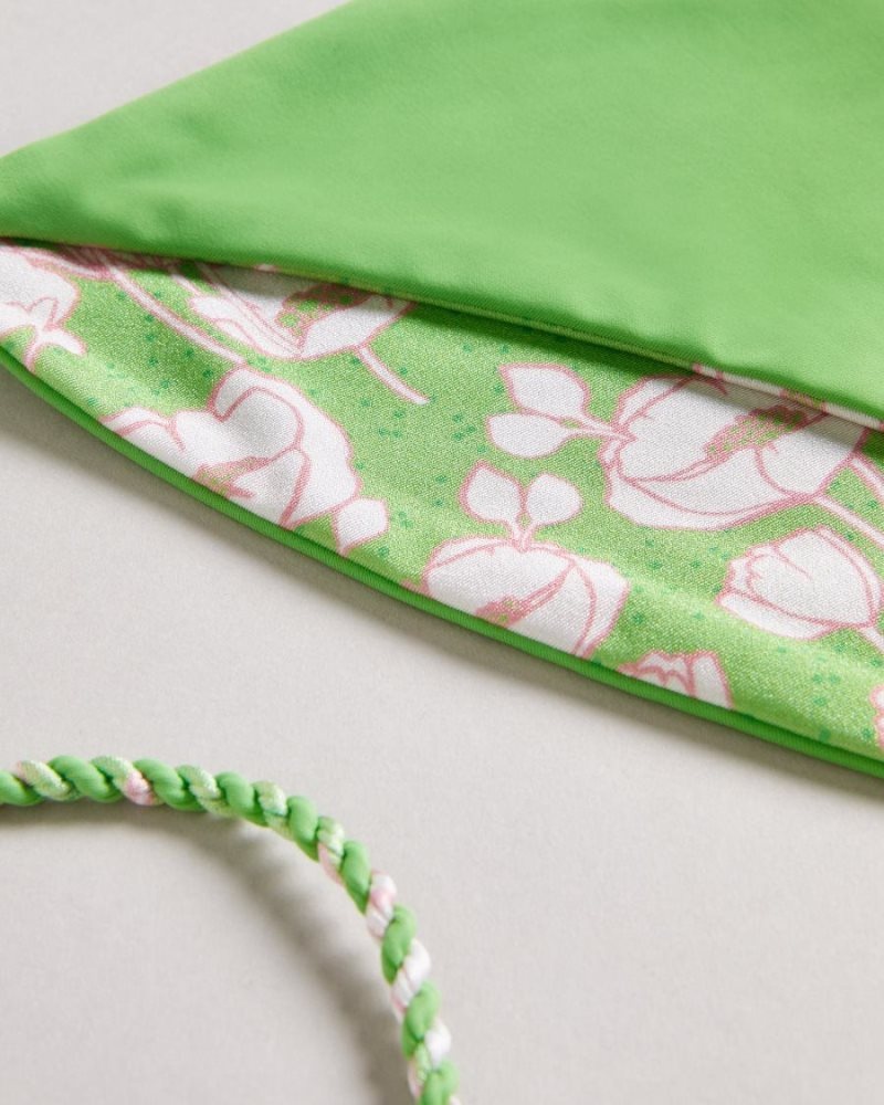 Green Ted Baker Rosiaah Reversible Poppy Print Bikini Bottom Swimwear & Beachwear | RQOYDVP-40