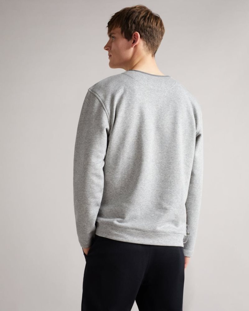 Grey-Marl Ted Baker Birchin Sweatshirt With Pocket Sweatshirts & Hoodies | PXHCWTO-28