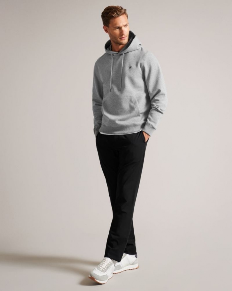 Grey-Marl Ted Baker Mayall Regular Fit Monogram Hoodie Sweatshirts & Hoodies | UVZKPYQ-40