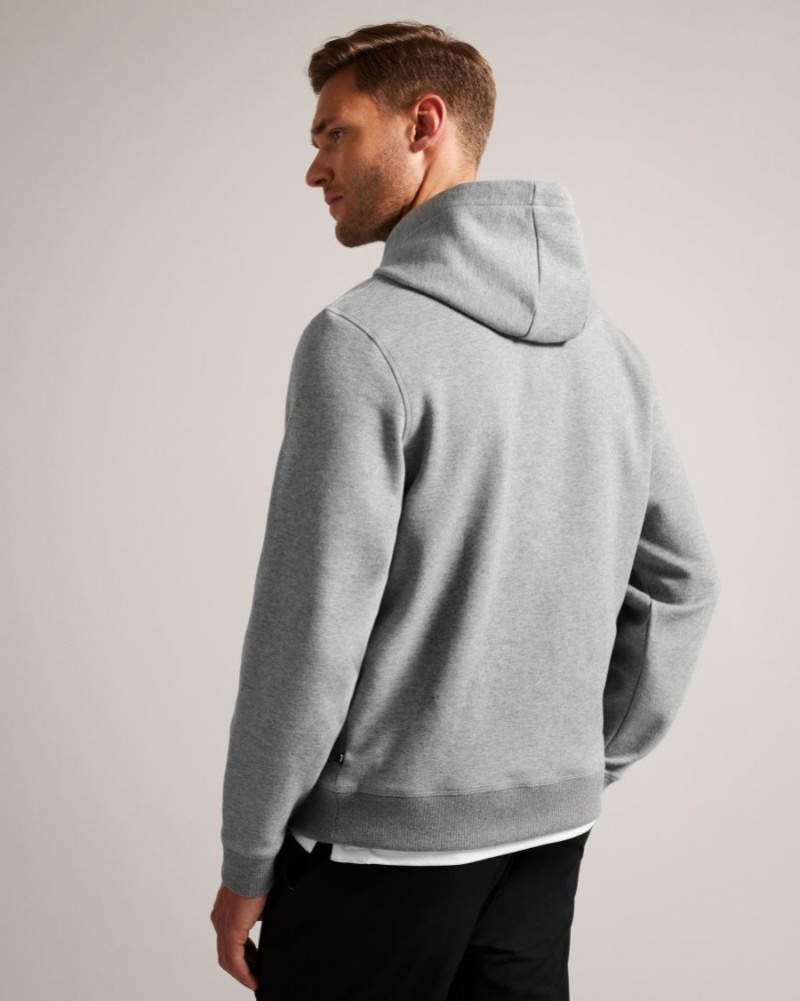 Grey-Marl Ted Baker Mayall Regular Fit Monogram Hoodie Sweatshirts & Hoodies | UVZKPYQ-40