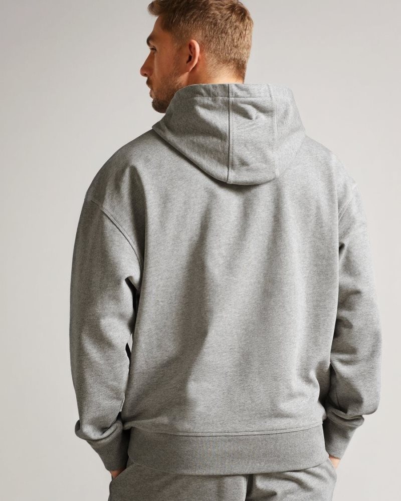 Grey-Marl Ted Baker Owenns Relaxed Fit Hoodie Sweatshirts & Hoodies | PBUMVGX-48