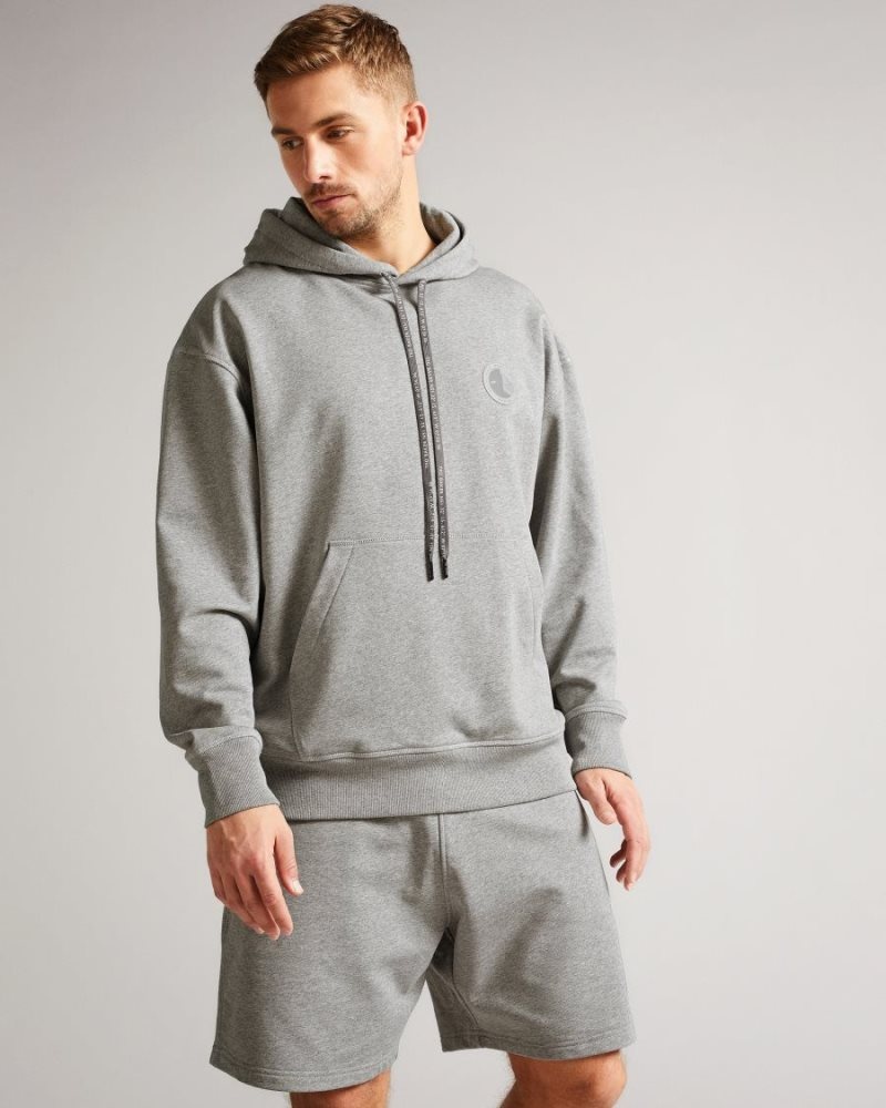 Grey-Marl Ted Baker Owenns Relaxed Fit Hoodie Sweatshirts & Hoodies | PBUMVGX-48