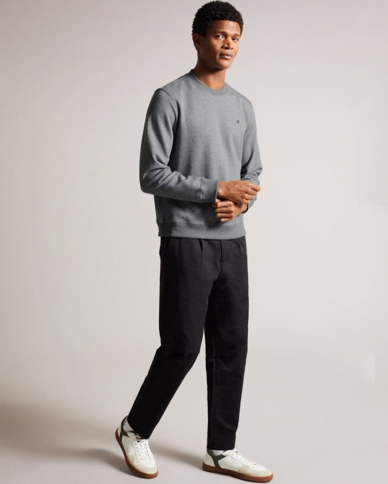 Grey-Marl Ted Baker Pitney Regular Fit Embroidered MonogramJumper Sweatshirts & Hoodies | ONKGEYU-58