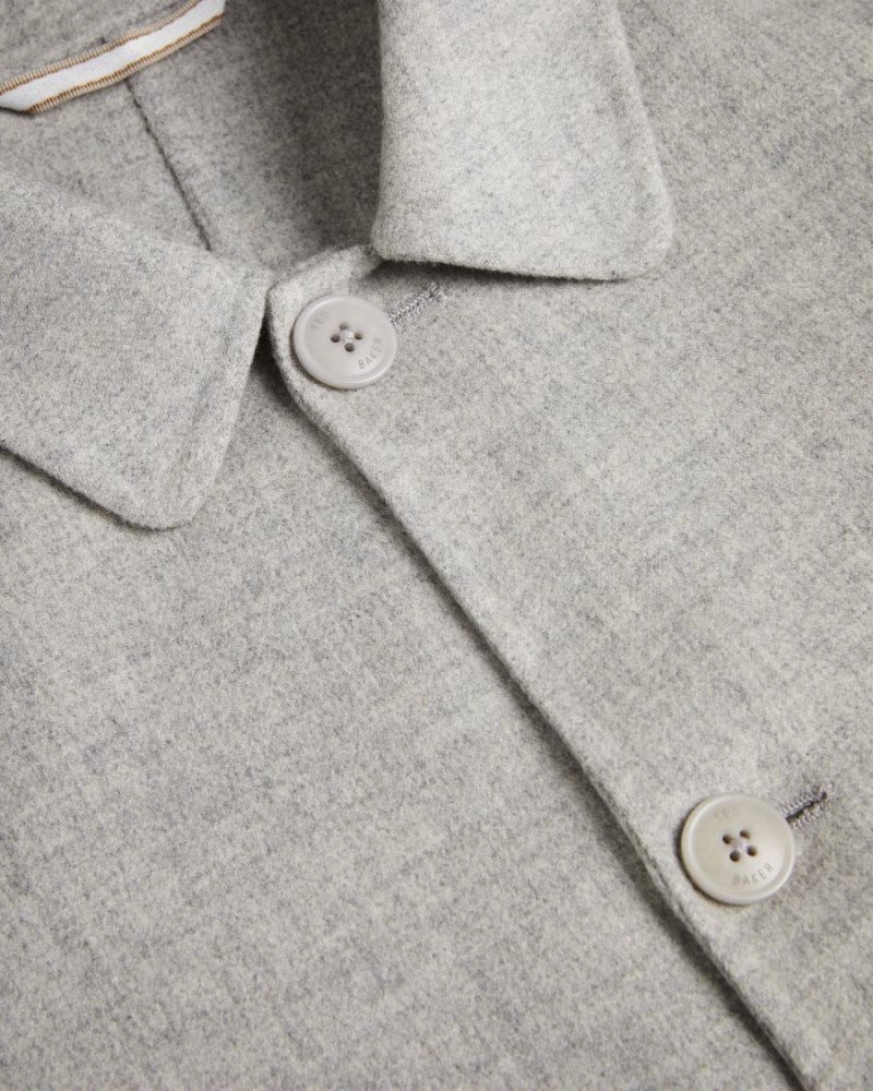 Grey-Marl Ted Baker Sharpow Wool Blend Collared Jacket Coats & Jackets | QWFYDUJ-85