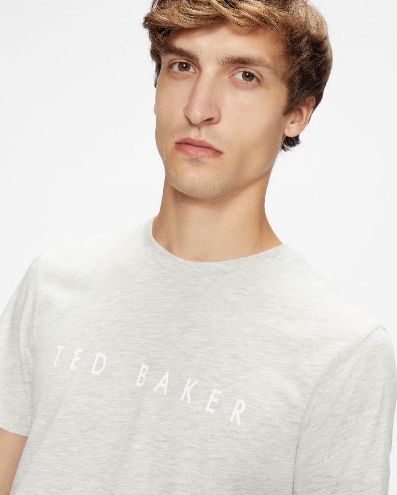 Grey Ted Baker Broni Short Sleeve Branded T-Shirt Tops | WRHAYOT-17
