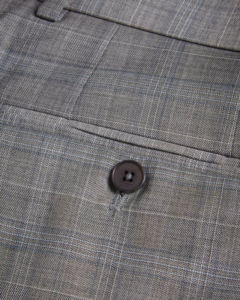 Grey Ted Baker Elgolts Wool Blend Check Trousers Suits | GJIXCEB-46