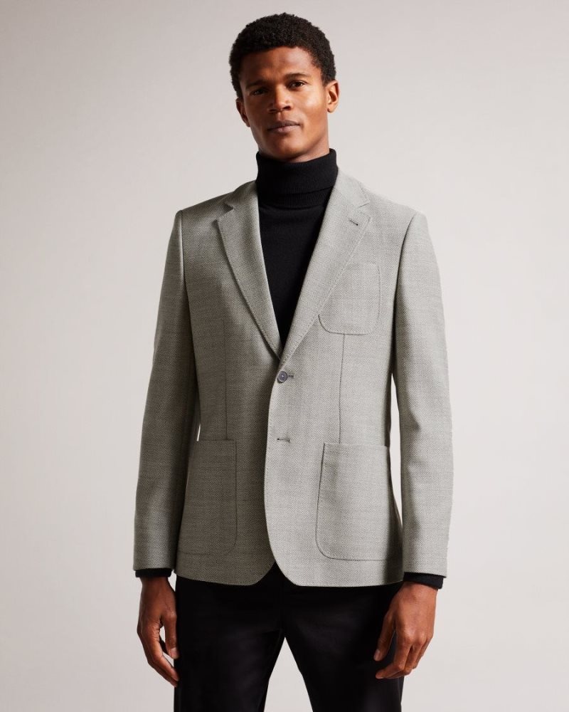Grey Ted Baker Luccaj Herringbone Jacket Coats & Jackets | BSVRTDH-40
