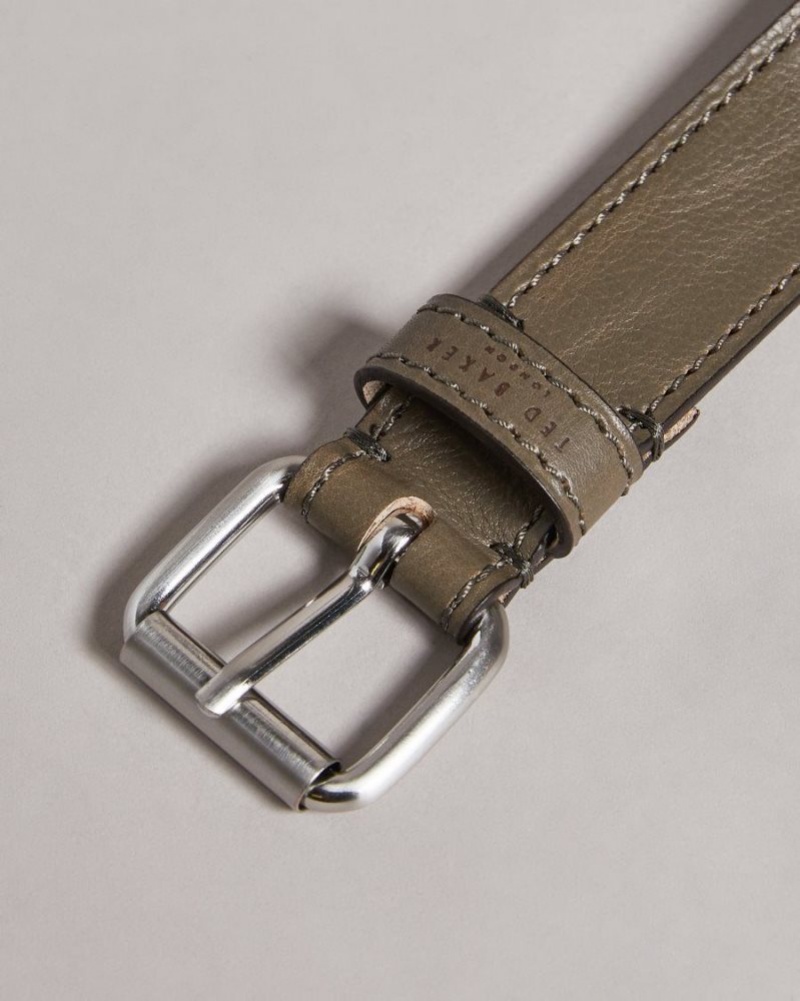 Grey Ted Baker Turnr Stitched Leather Belt Belts | DPONUYJ-89