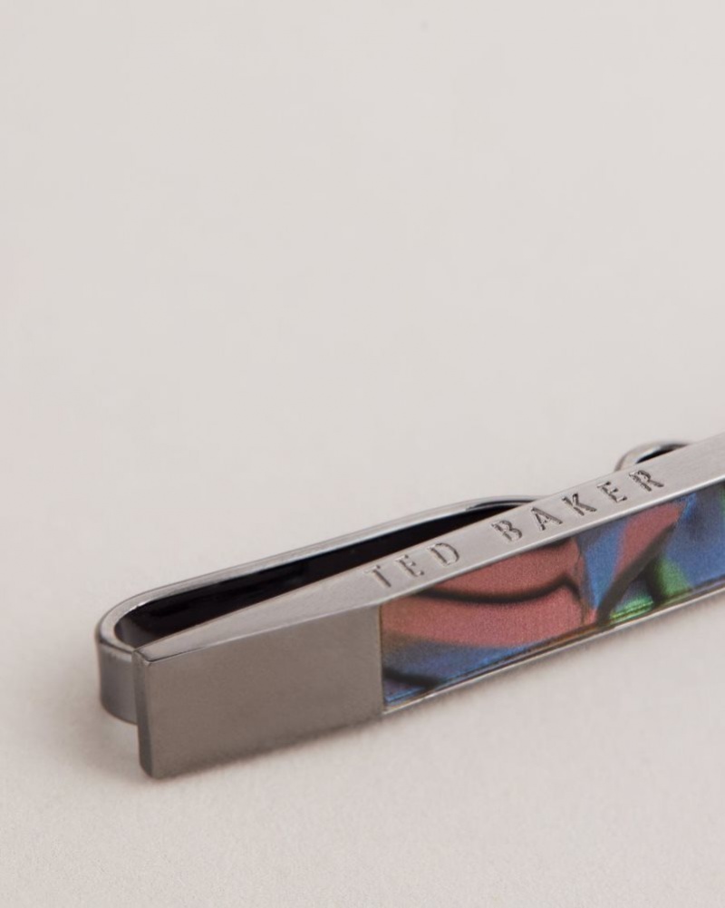 Gunmetal Colour Ted Baker Presbar Marbled Tie Bar Cufflinks | RZHAGJU-62