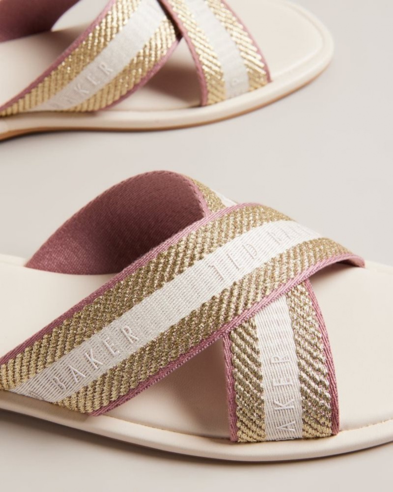 Ivory Ted Baker Ashika Webbing Strap Sandals Sandals & Sliders | UPLWYQT-72
