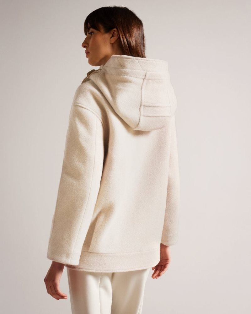 Ivory Ted Baker Dennia Oversized Wool Parka With Detachable Hood Coats & Jackets | VLCNIAX-48