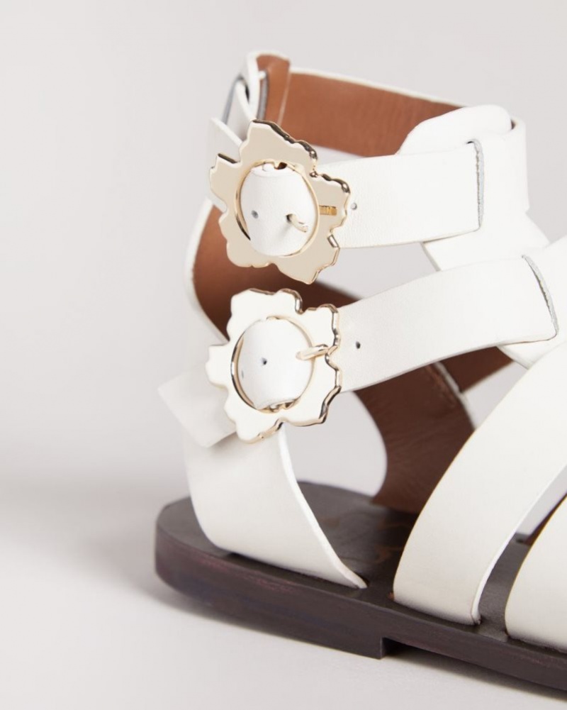 Ivory Ted Baker Graycey Leather Flat Gladiator Sandals Sandals & Sliders | REIFKGW-43