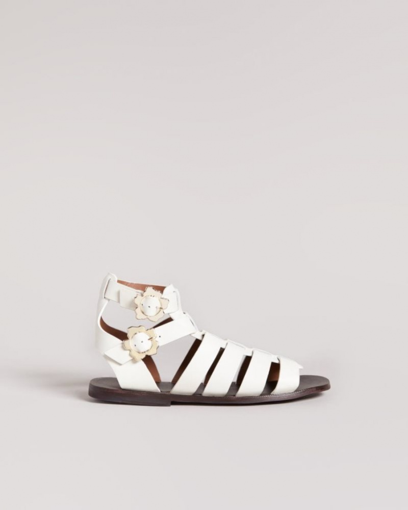 Ivory Ted Baker Graycey Leather Flat Gladiator Sandals Sandals & Sliders | REIFKGW-43