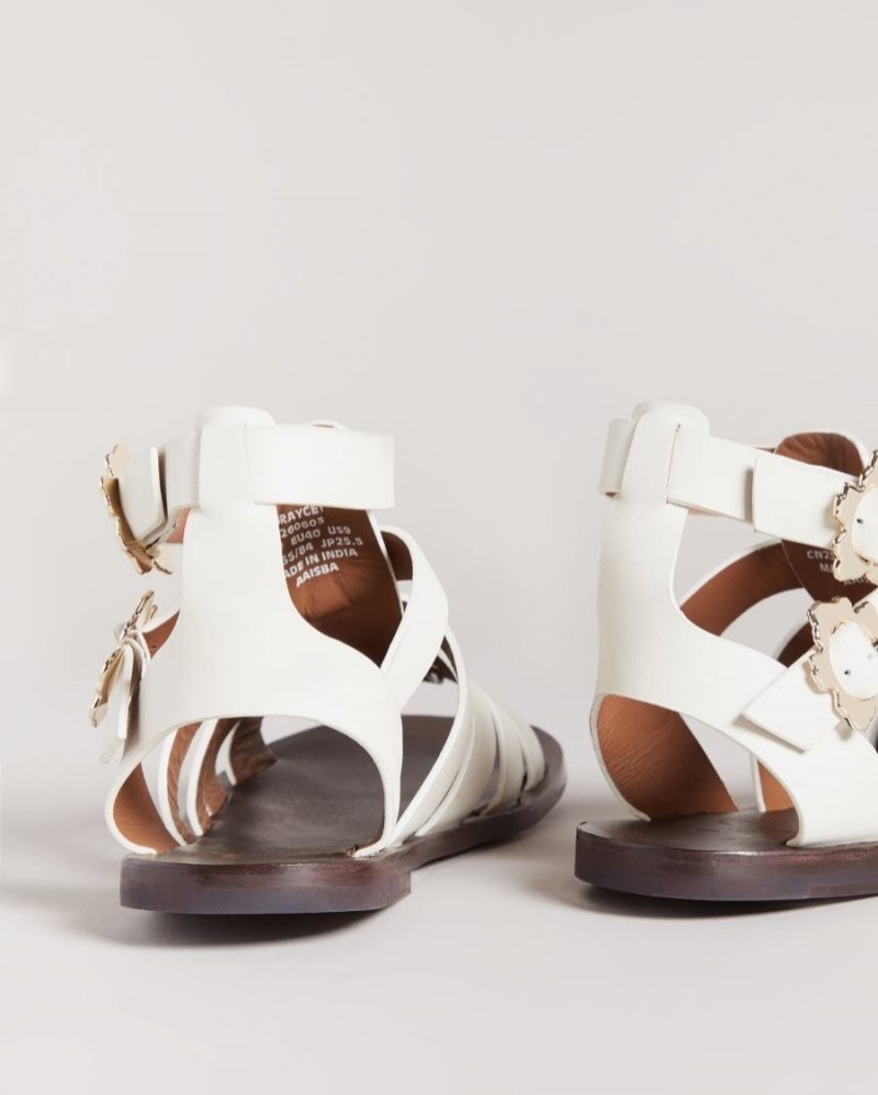 Ivory Ted Baker Graycey Leather Flat Gladiator Sandals Sandals & Sliders | ULTFHSK-63