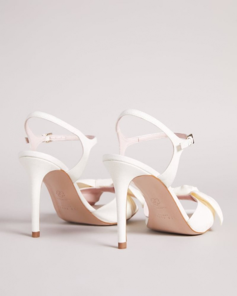 Ivory Ted Baker Heevia Moire Satin Bow Heeled Sandals Heels | XYAHJSB-97