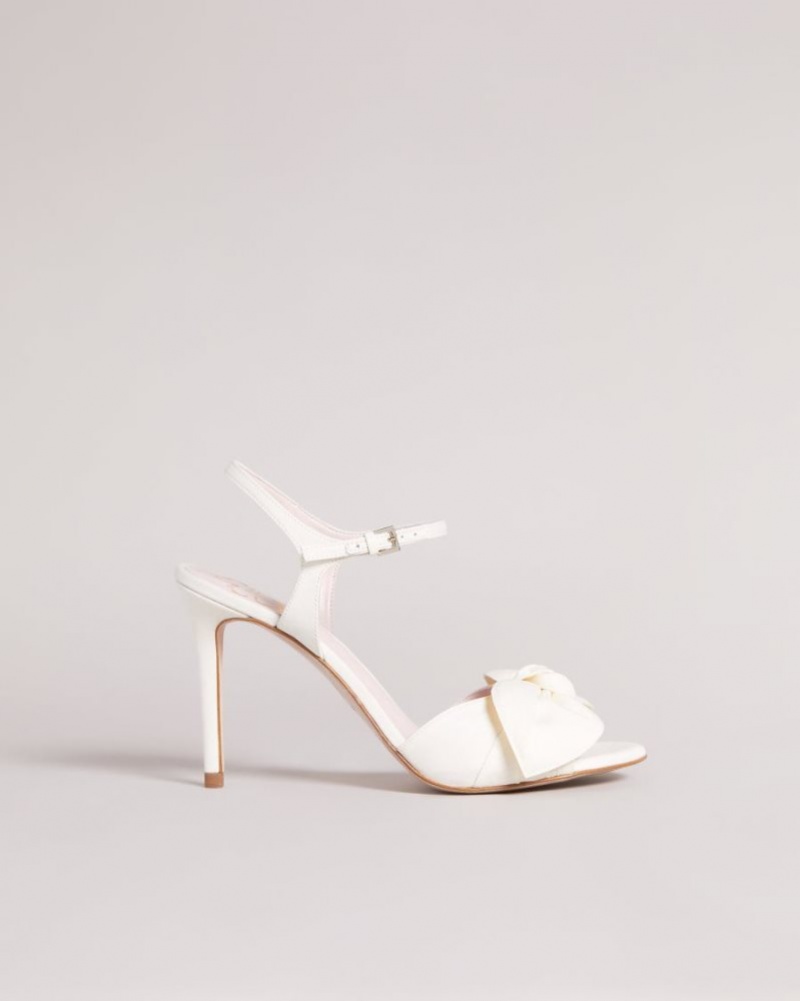 Ivory Ted Baker Heevia Moire Satin Bow Heeled Sandals Heels | XYAHJSB-97