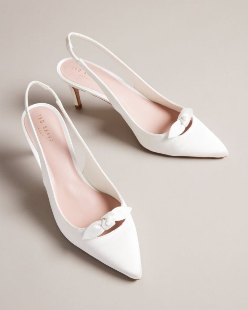 Ivory Ted Baker Tezzi Satin Bow Court Heels Heels | RPNIZBK-45