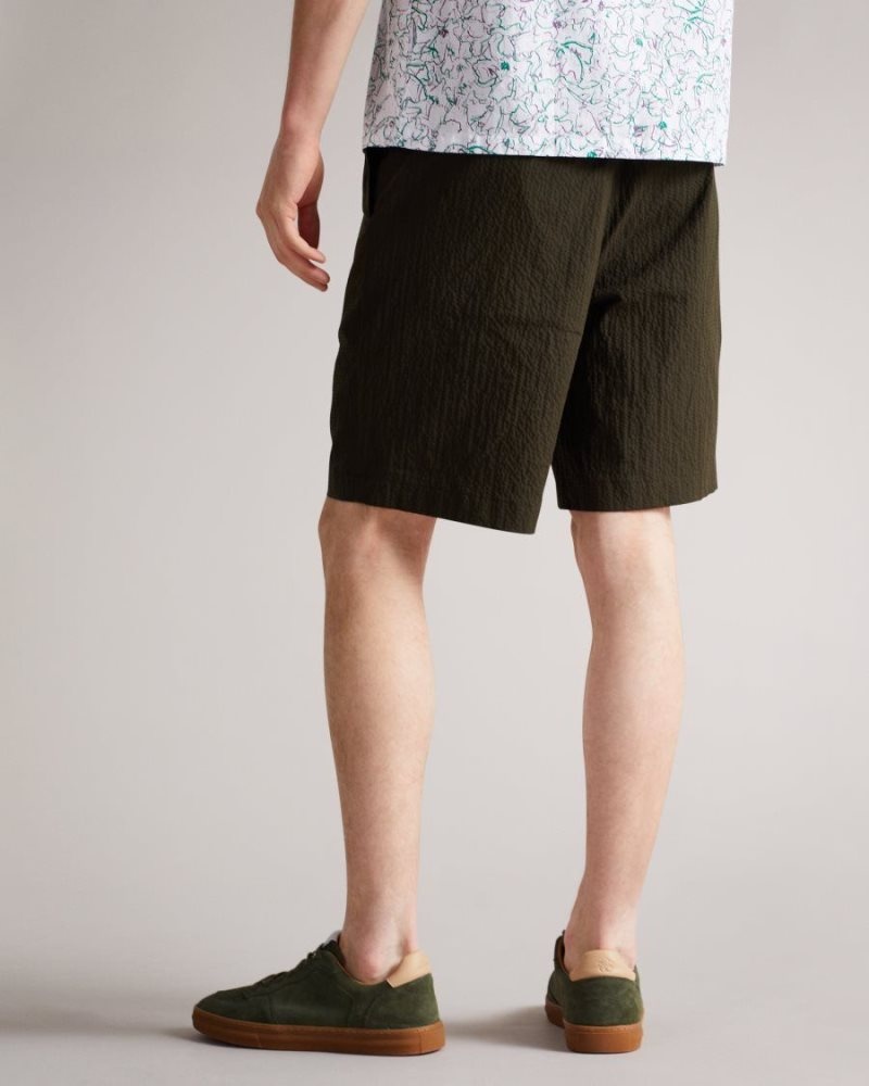 Khaki Ted Baker Keelby Seersucker Short Shorts | YZTWLNF-87