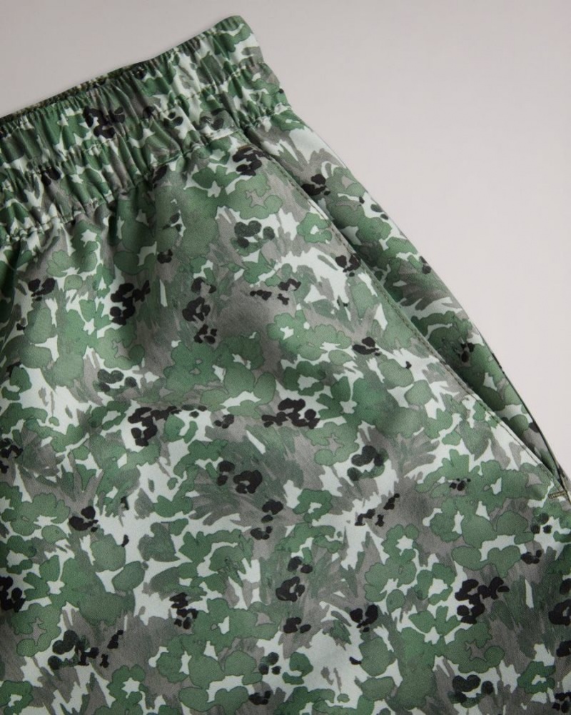 Khaki Ted Baker Kita Camo Floral Print Swim Shorts Swimwear & Beachwear | SVZMDLB-13