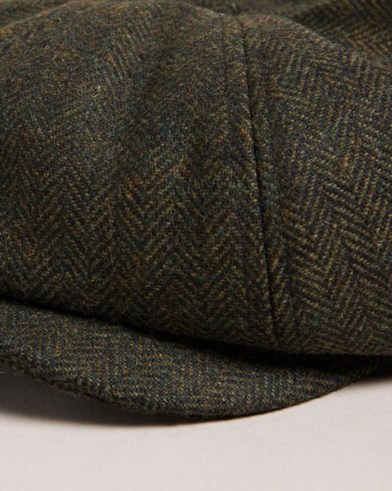 Khaki Ted Baker Olliii Wool Felt Baker Boy Hat Hats & Caps | EZYOQRD-94