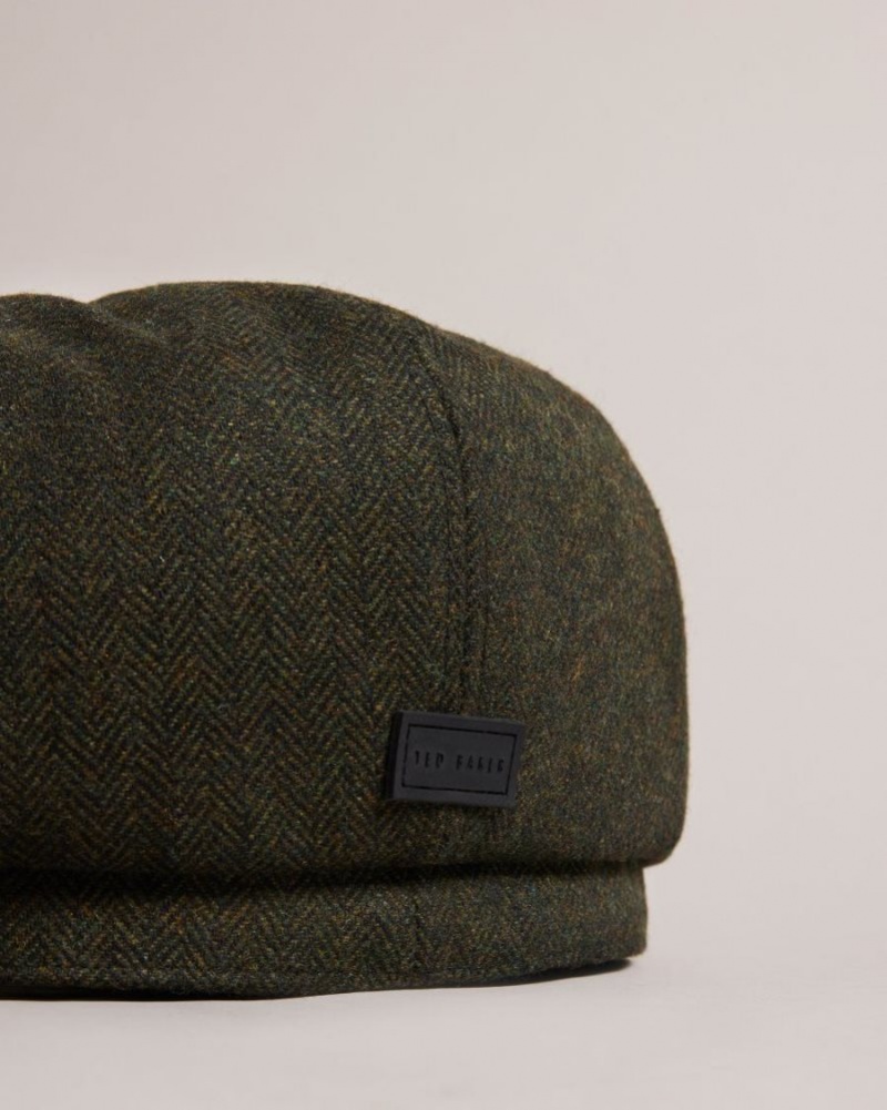 Khaki Ted Baker Olliii Wool Felt Baker Boy Hat Hats & Caps | EZYOQRD-94