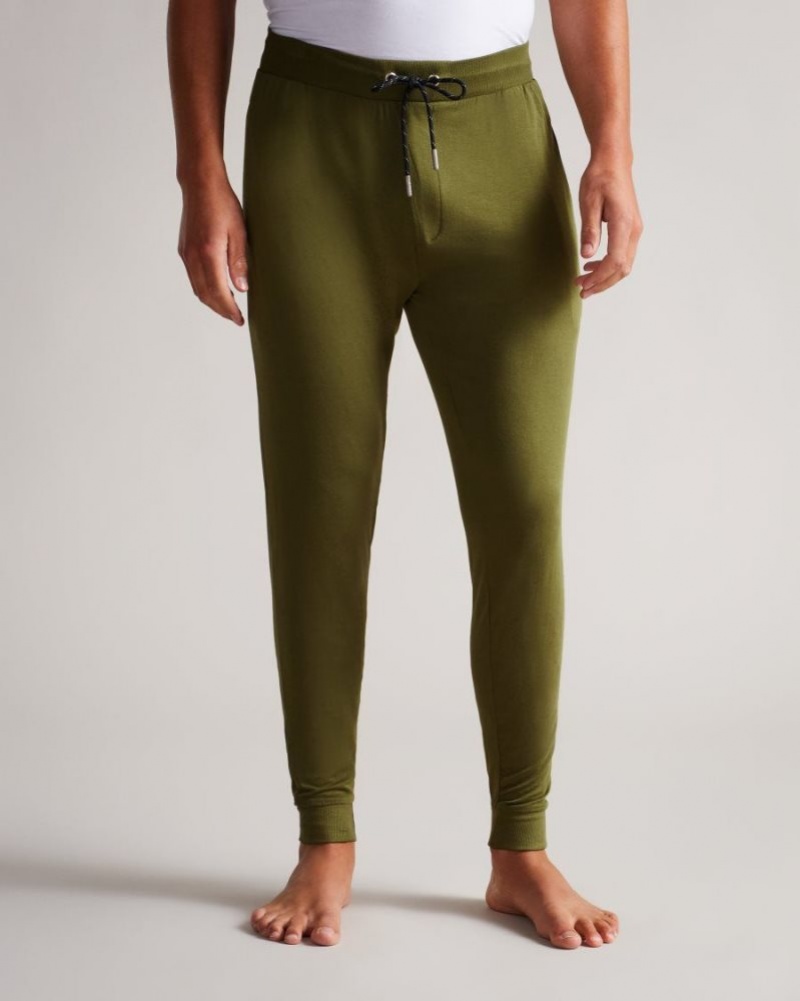 Khaki Ted Baker Rrobiin Solid Modal Joggers Pyjamas & Nightwear | JZQVEYI-64