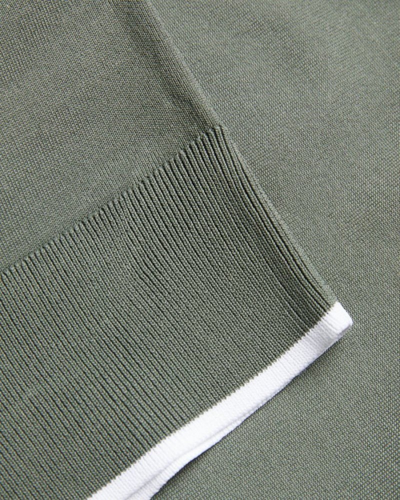Khaki Ted Baker Stortfo Short Sleeve Rayon Polo Shirt Polo Shirts | NHJREUG-84